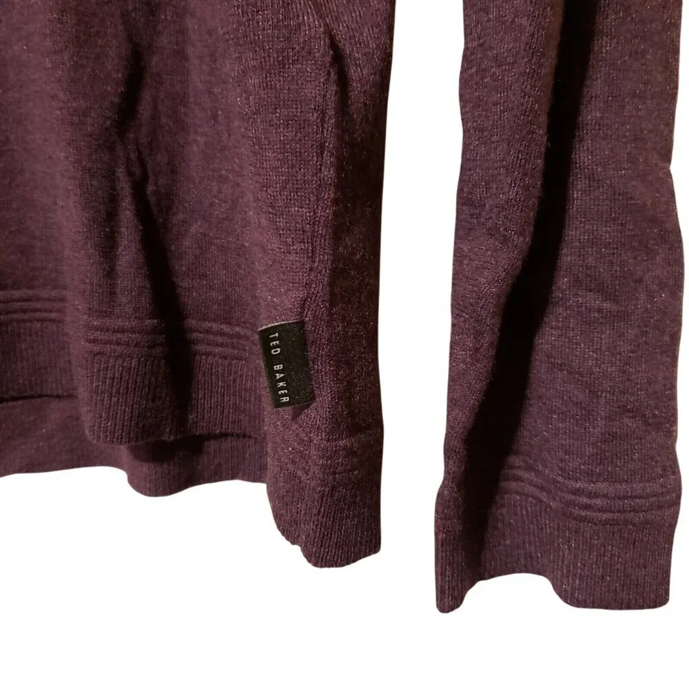 Ted Baker Mens Purple V-Neck Sweater wool silk‎ cashmere Size 5